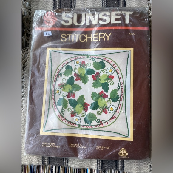 New in Bag Sunset Stitchery Dine upon Strawberries kit! - Picture 1 of 6